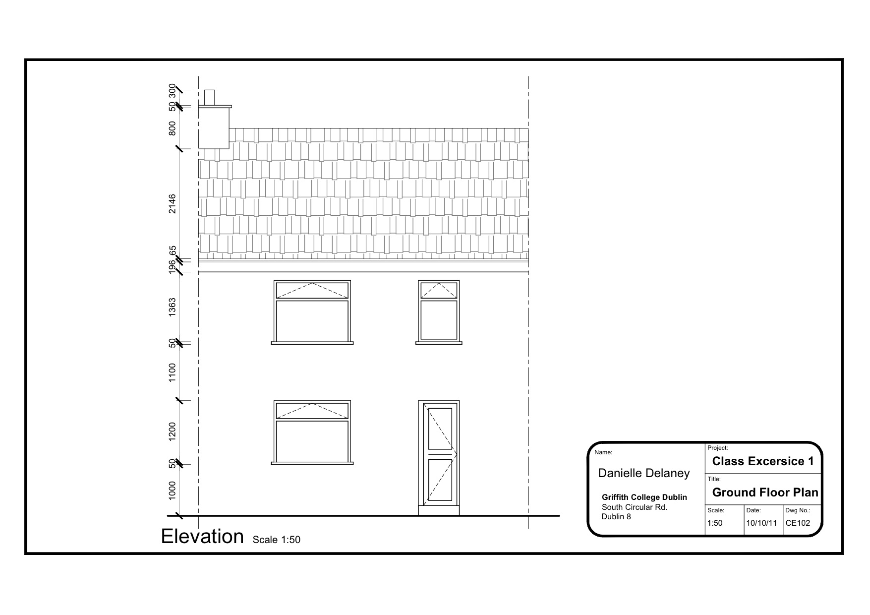 Class Exercise 1 Simple  House  Plan  Elevation  A4 